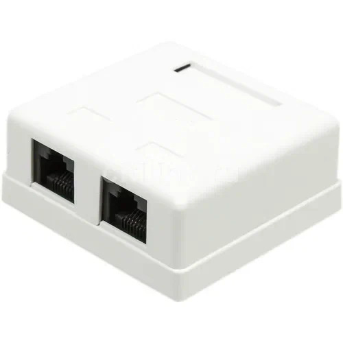 VLG Розетка комп. накладная RJ-45 (8Р8С) кат.5e двойная экранированная (WS-FTP-5E-RJ45-2P)