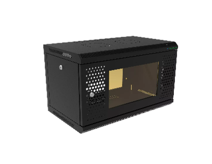 Шкаф телекоммуникационный настенный разборный И-Волга 19" 6U 600х350, дверь перфорация + стекло, черный W6-6035-G-BK