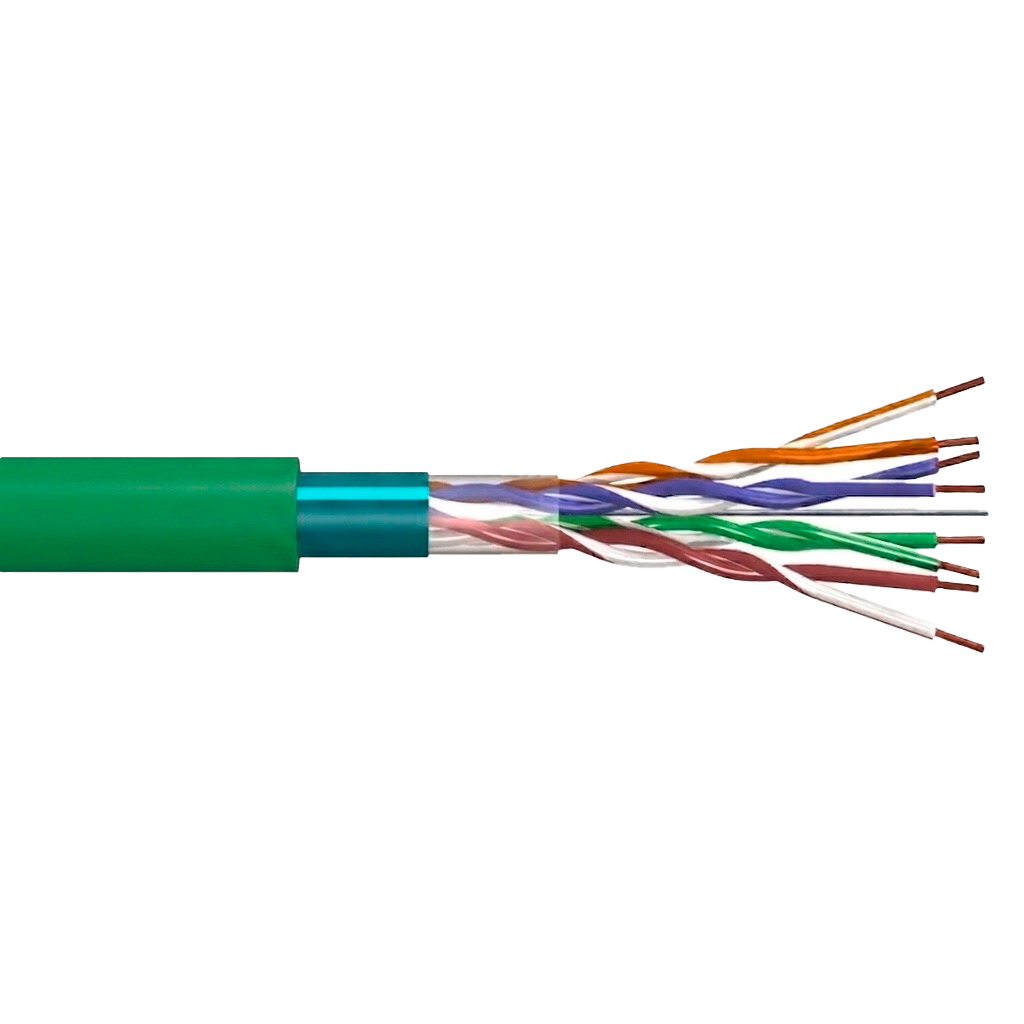 VLG F/UTP Cat 6 PVC нг(A)-LSLTx 4x2x0,57 (FTP-4P-6-57-IN-LSLTX-305-GN)