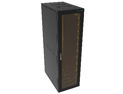 Шкаф телекоммуникационный напольный И-Волга 19" 42U 600х1000, дверь стекло, черный F42-60100-G-BK