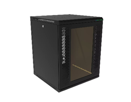 Шкаф телекоммуникационный напольный И-Волга 19" 18U 600х600, дверь стекло, черный W18-6060-G-BK