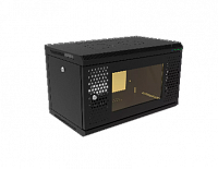 Шкаф телекоммуникационный настенный разборный И-Волга 19" 6U 600х350, дверь перфорация + стекло, черный W6-6035-G-BK