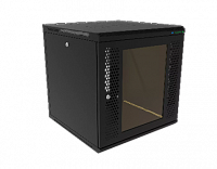 Шкаф телекоммуникационный настенный разборный И-Волга 19" 12U 600х600, дверь перфорация + стекло, черный W12-6060-G-BK