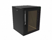 Шкаф телекоммуникационный напольный И-Волга 19" 18U 600х600, дверь стекло, черный W18-6060-G-BK