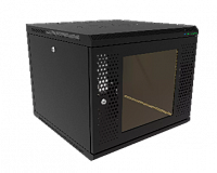 Шкаф телекоммуникационный настенный разборный И-Волга 19" 9U 600х600, дверь перфорация + стекло, черный W9-6060-G-BK