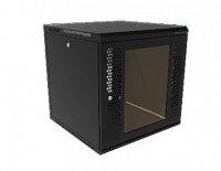Шкаф телекоммуникационный настенный разборный И-Волга 19" 15U 600х600, дверь перфорация + стекло, черный W15-6060-G-BK